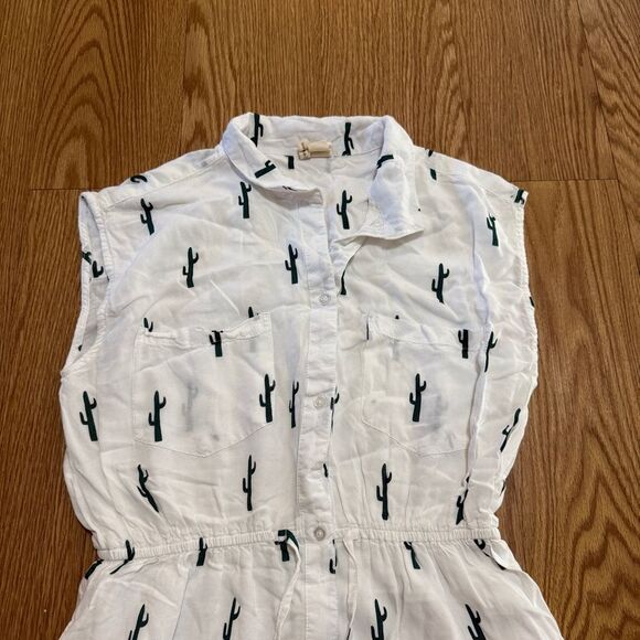 Japana White Dress with Green Cactus Women's Size M - Picture 2 of 7
